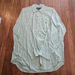 Mens Green Plaid Ralph Lauren Yarmouth button up shirt 17.5 -35